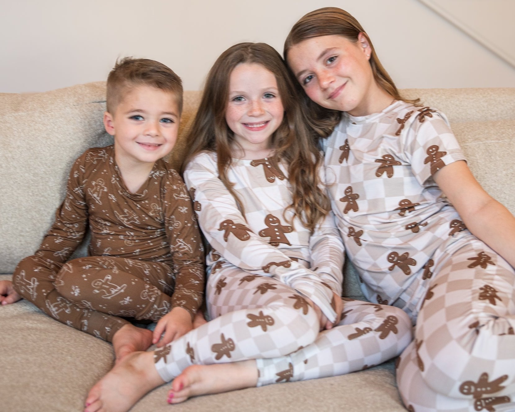 Bamboo Toddler and Kids Christmas Pajamas | Matching Family Holiday Set - Skating Gingerbread