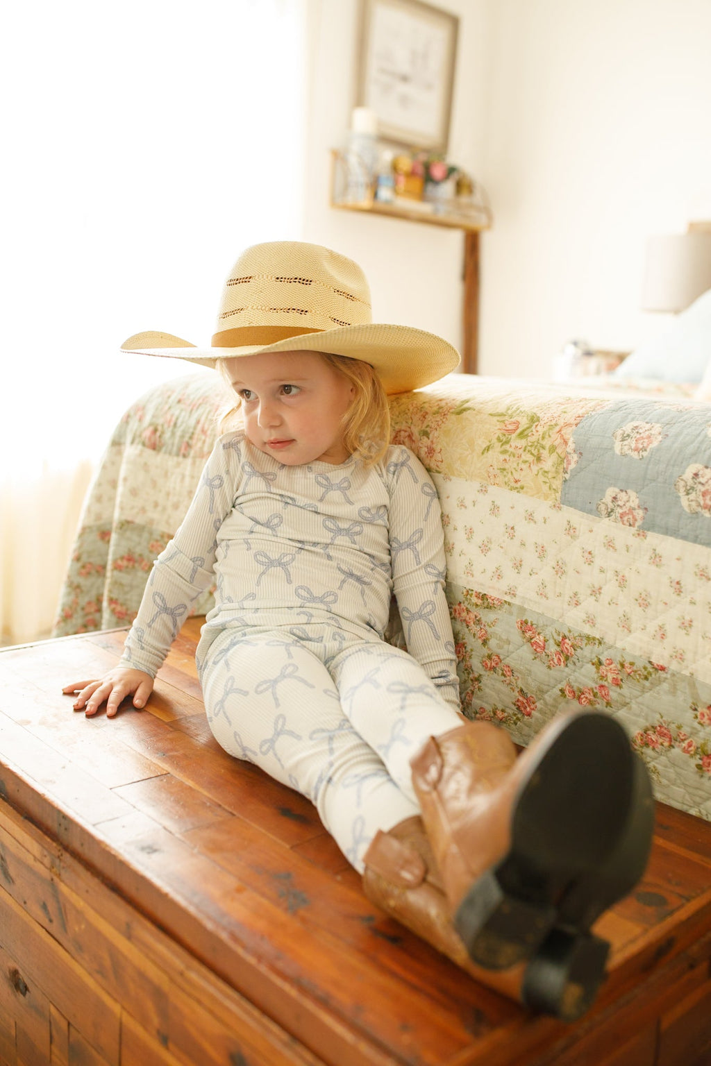 Blue Belle 2pc Ribbed Bamboo Pajamas