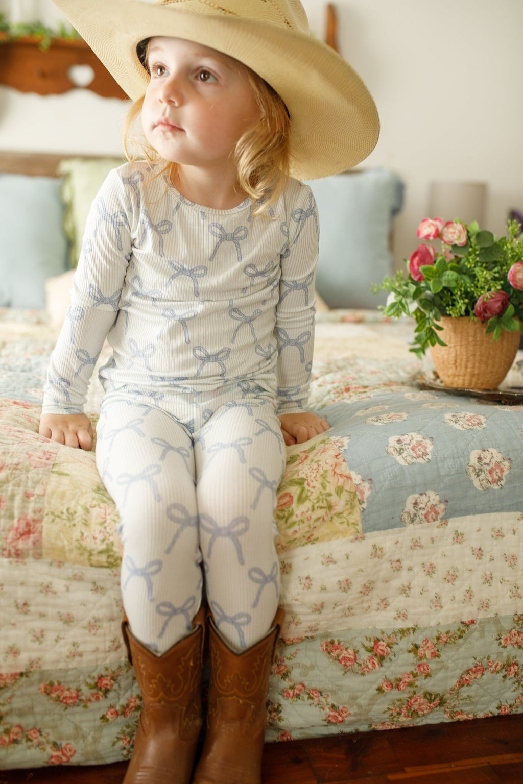 Blue Belle 2pc Ribbed Bamboo Pajamas
