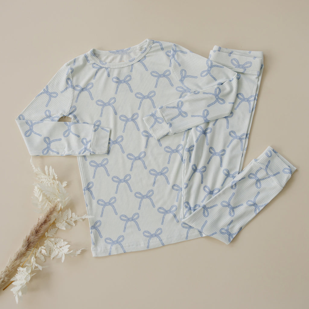 Blue Belle 2pc Ribbed Bamboo Pajamas