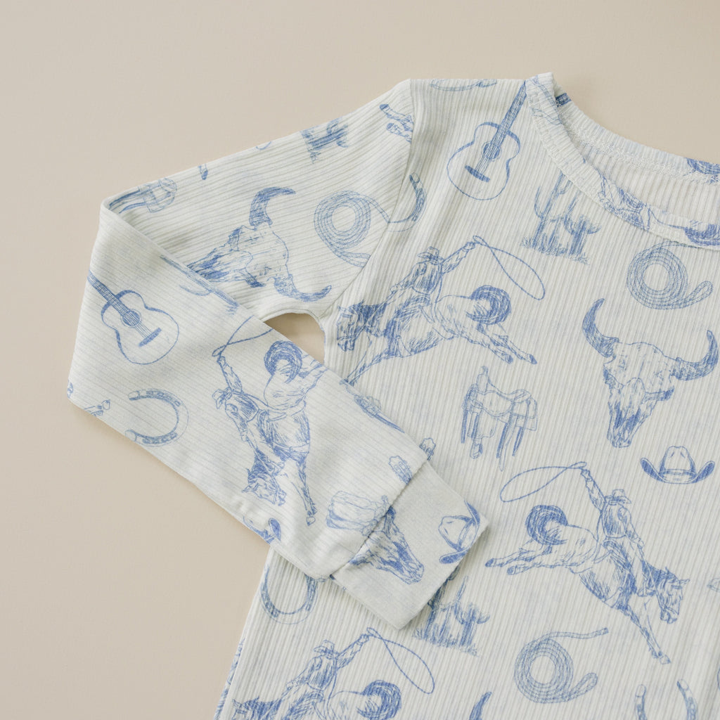 Cowboy Blues 2pc Ribbed Bamboo Pajamas
